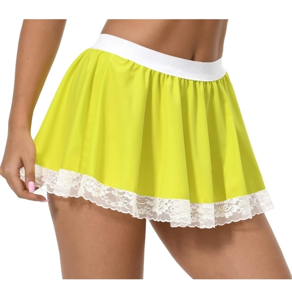 Women's Dark Green Plaid Elastic Waist Spliced Asymmetric Ruffles Daily Playful Young Mini Skirt main image 1